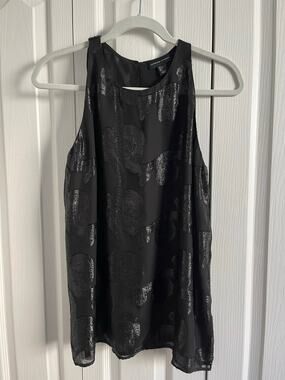 Adrienne Vittadini Textured Blouse Womens Medium Black Sleeveless Tank